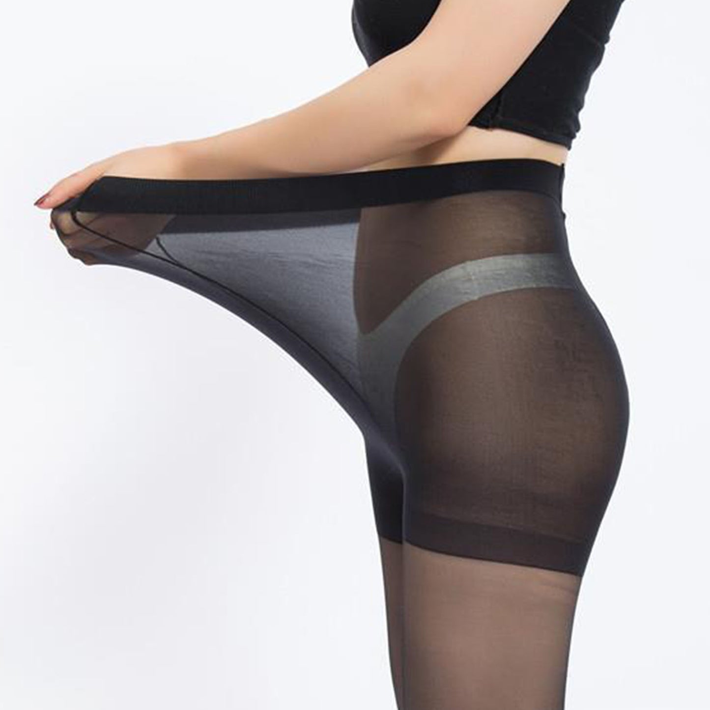 CaiDieNu Plus Size Pantyhose Women's Sheer Pantyhose Ultra-Thin Anti-Snag Tights, 2-Pack, Black