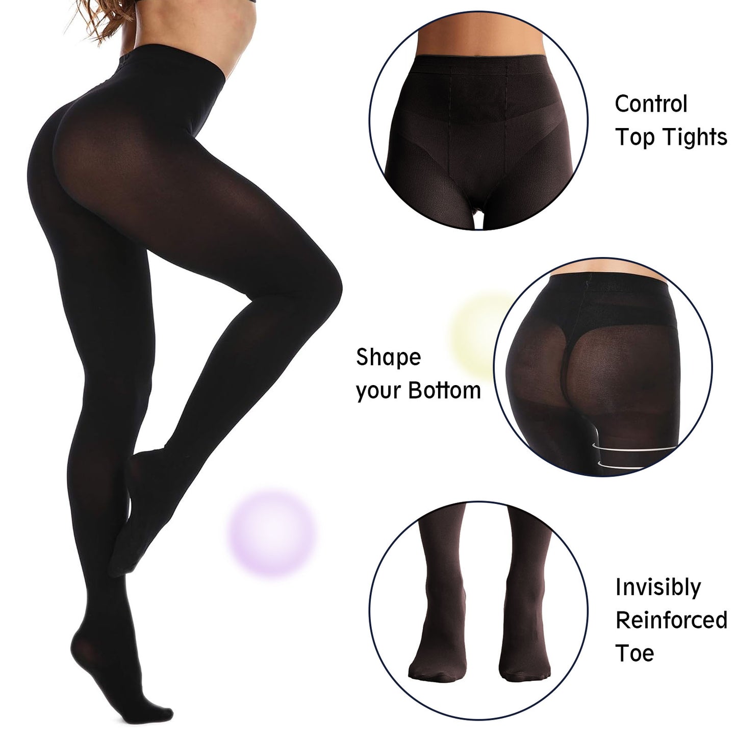CaiDieNu Tights for Women Colorful Pantyhose 100D Swan Velvet Stockings 2-Pack