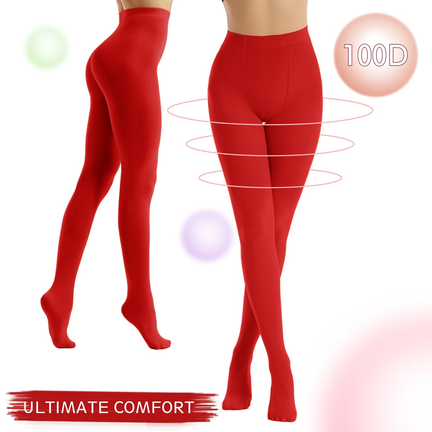 CaiDieNu Tights for Women Colorful Pantyhose 100D Swan Velvet Stockings 2-Pack