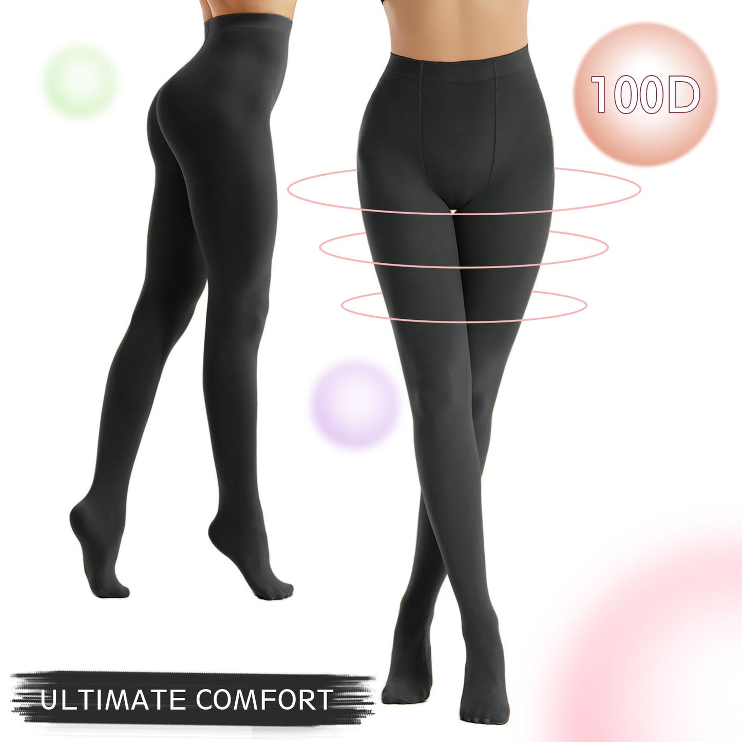 CaiDieNu Tights for Women Colorful Pantyhose 100D Swan Velvet Stockings 2-Pack