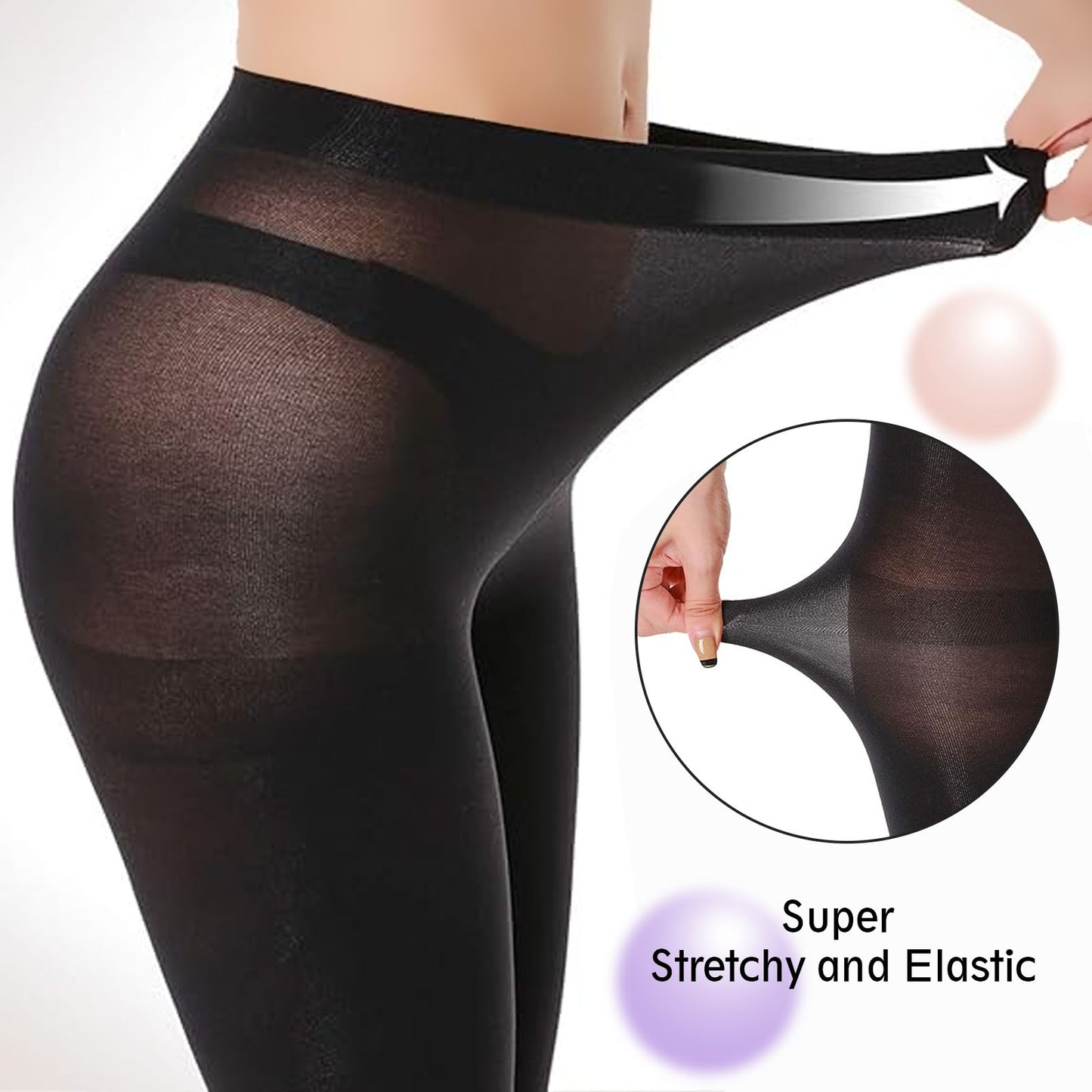 CaiDieNu Tights for Women Colorful Pantyhose 100D Swan Velvet Stockings 2-Pack