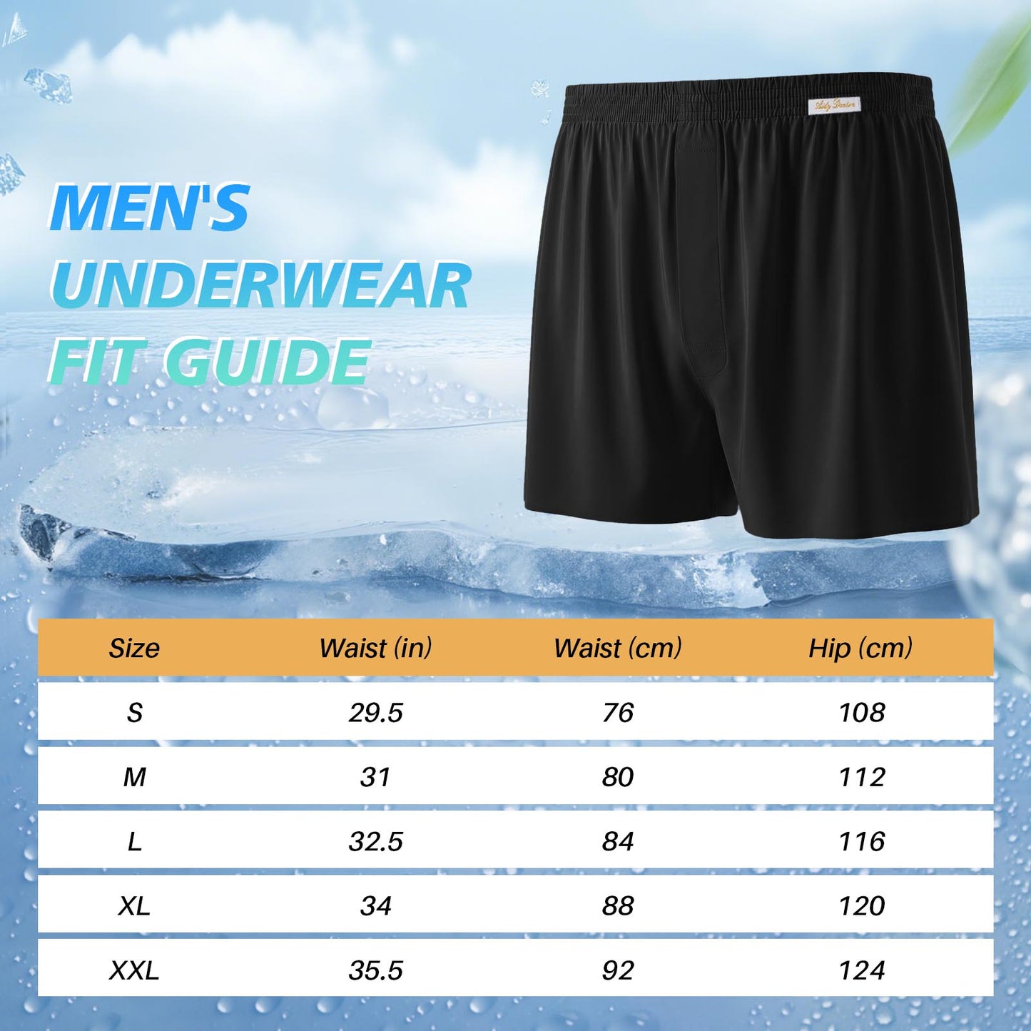 Mens Silk Underwear, CaiDieNu Mens Boxers, Seamless Cooling Comfortable Silky Loose Fit Boxers for Men, 3 Pack