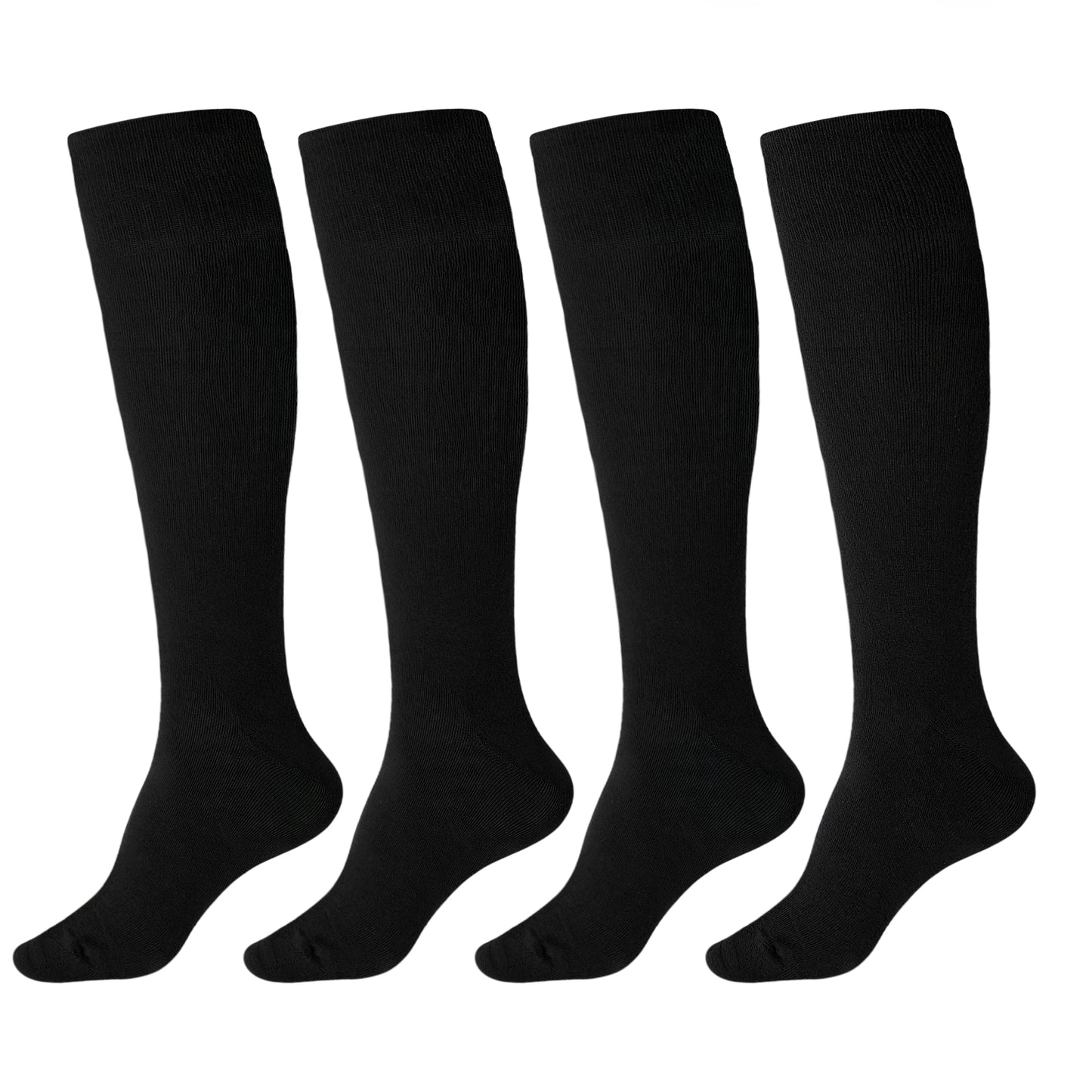 Womens Knee High Socks, CaiDieNu Casual Knee Thigh High Stockings, 4 Pairs | Black