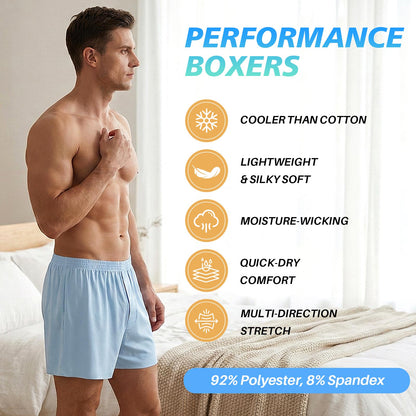 Mens Silk Underwear, CaiDieNu Mens Boxers, Seamless Cooling Comfortable Silky Loose Fit Boxers for Men, 3 Pack