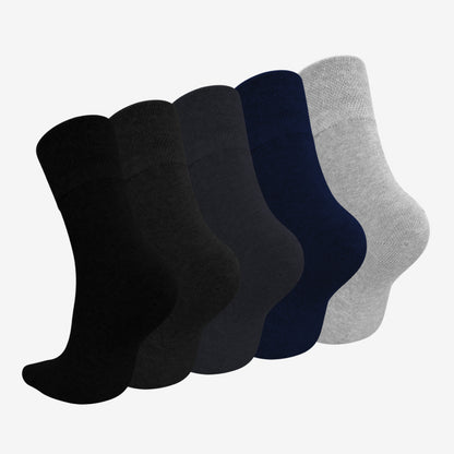 Mens Dress Socks - 5 Pairs Mens Socks, CaiDieNu Breathable Crew Socks Non Binding Cotton Socks for Work Business Leisure Home