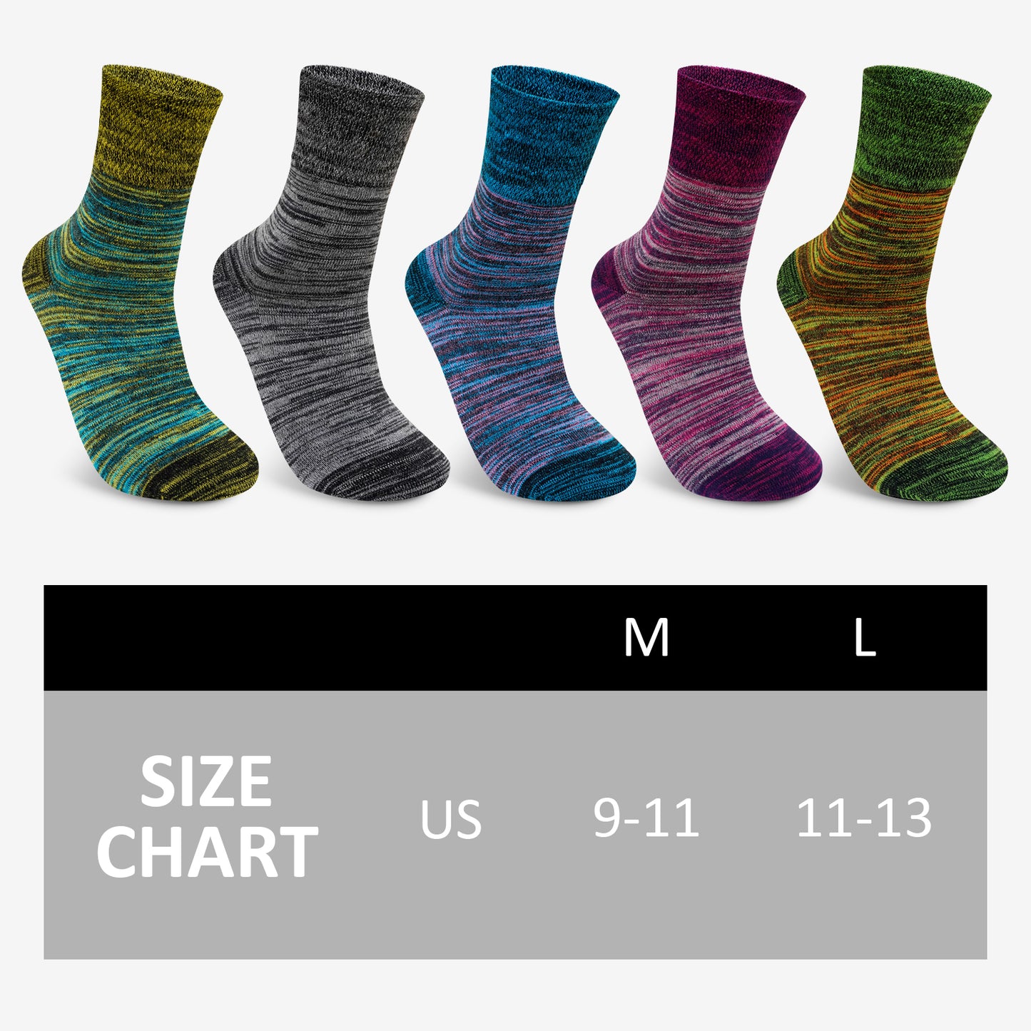 Mens Dress Socks - 5 Pairs Mens Socks, CaiDieNu Breathable Crew Socks Non Binding Cotton Socks for Work Business Leisure Home