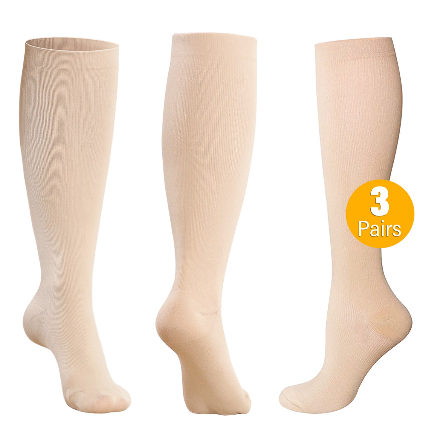 Compression Socks for Women and Men, CaiDieNu Womens Compression Socks 20-30 mmHg, 3 Pairs Knee High Compression Socks for Running, Nurse, Pregnancy and Travel