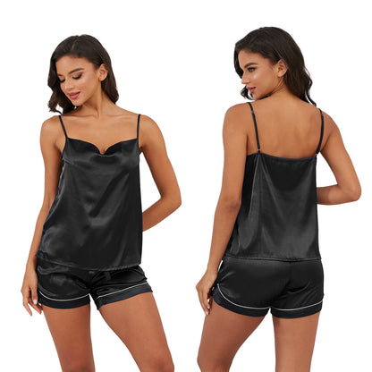 Womens Pajamas Sets, CaiDieNu 2 Piece Sexy Silk Pjs Cami Shorts Set Satin Pajama Set for Women