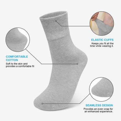 Mens Dress Socks - 5 Pairs Mens Socks, CaiDieNu Breathable Crew Socks Non Binding Cotton Socks for Work Business Leisure Home