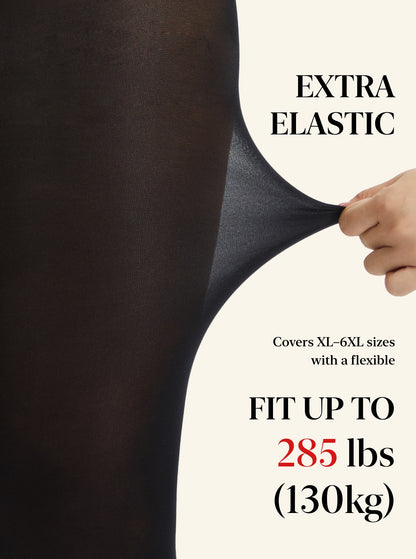 Plus Size Tights for Women, CaiDieNu Womens Tights, 80D Semi Opaque High Waist Pantyhose, Control Top Plus Size Tights, 2 Pairs