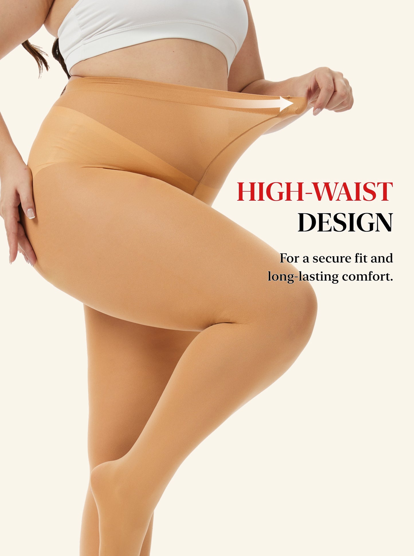 Plus Size Tights for Women, CaiDieNu Womens Tights, 80D Semi Opaque High Waist Pantyhose, Control Top Plus Size Tights, 2 Pairs
