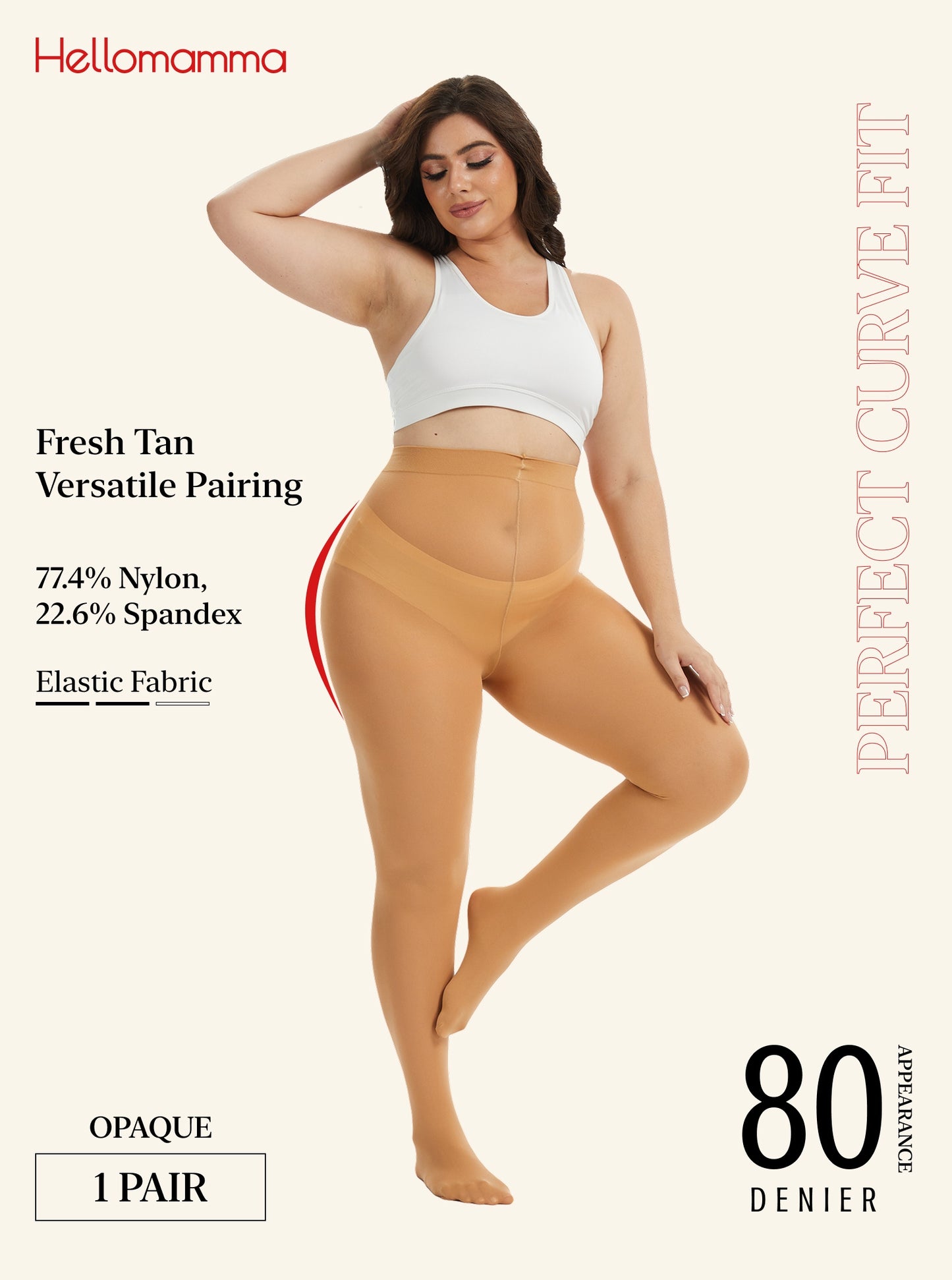 Plus Size Tights for Women, CaiDieNu Womens Tights, 80D Semi Opaque High Waist Pantyhose, Control Top Plus Size Tights, 2 Pairs