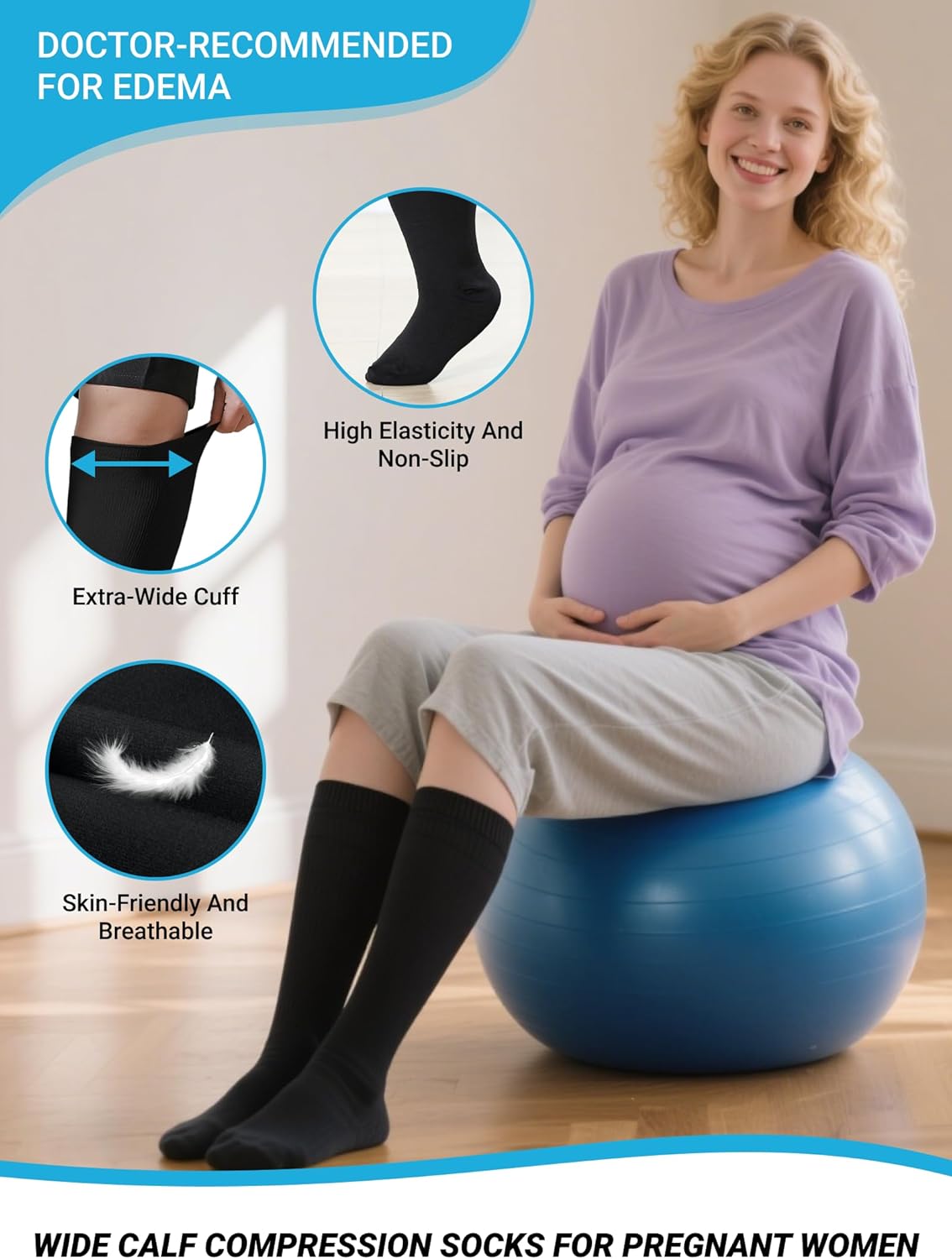 AMITOFO Plus Size Compression Socks: Wide Calf Compression Stockings for Men Women - Extra Large 20-30 mmHg Compression Hose Support for Running Travel Nurses Pregnancy 3 Pairs