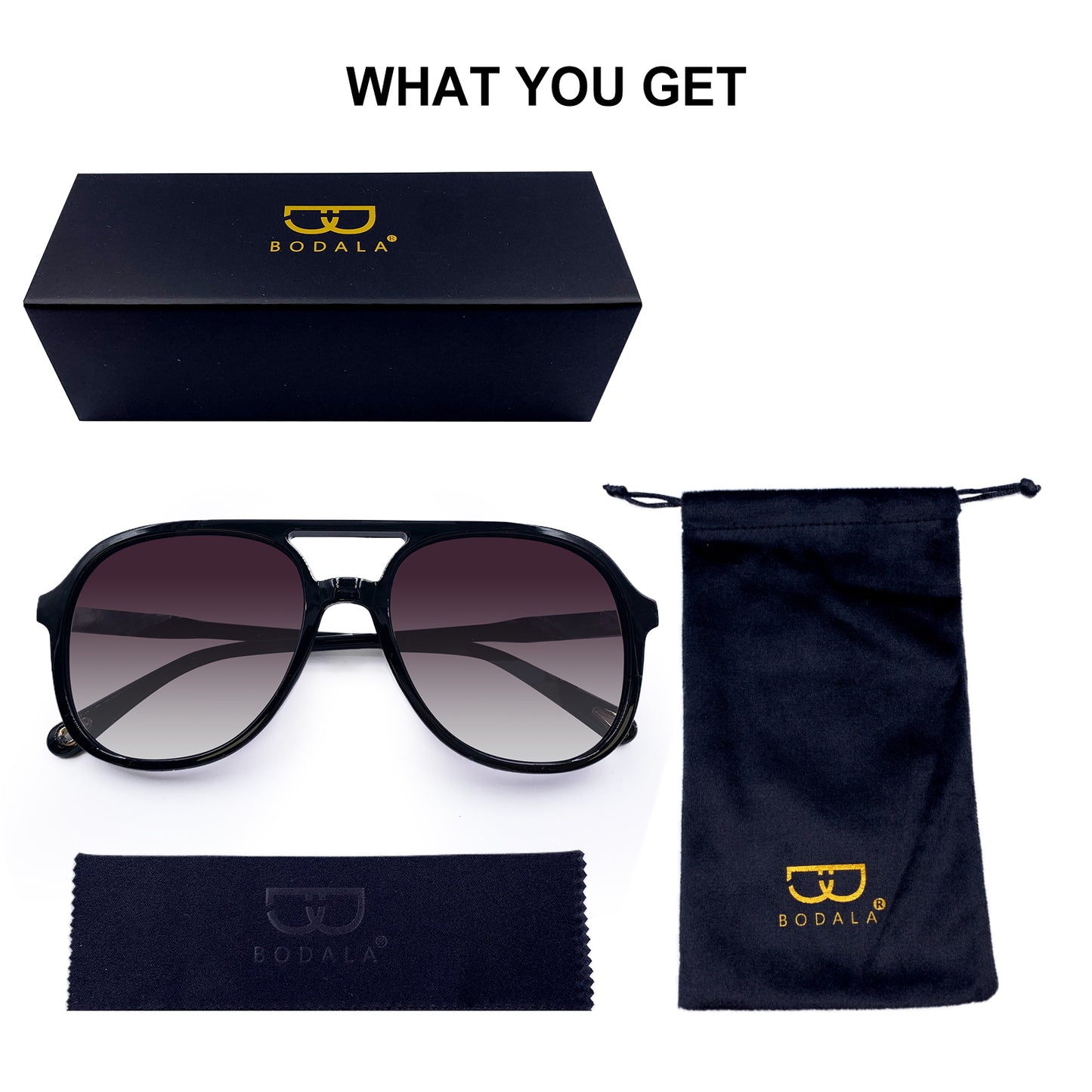 BODALA Sunglasses-Lifestyle Collection-S82224-Black frame with yellow lens