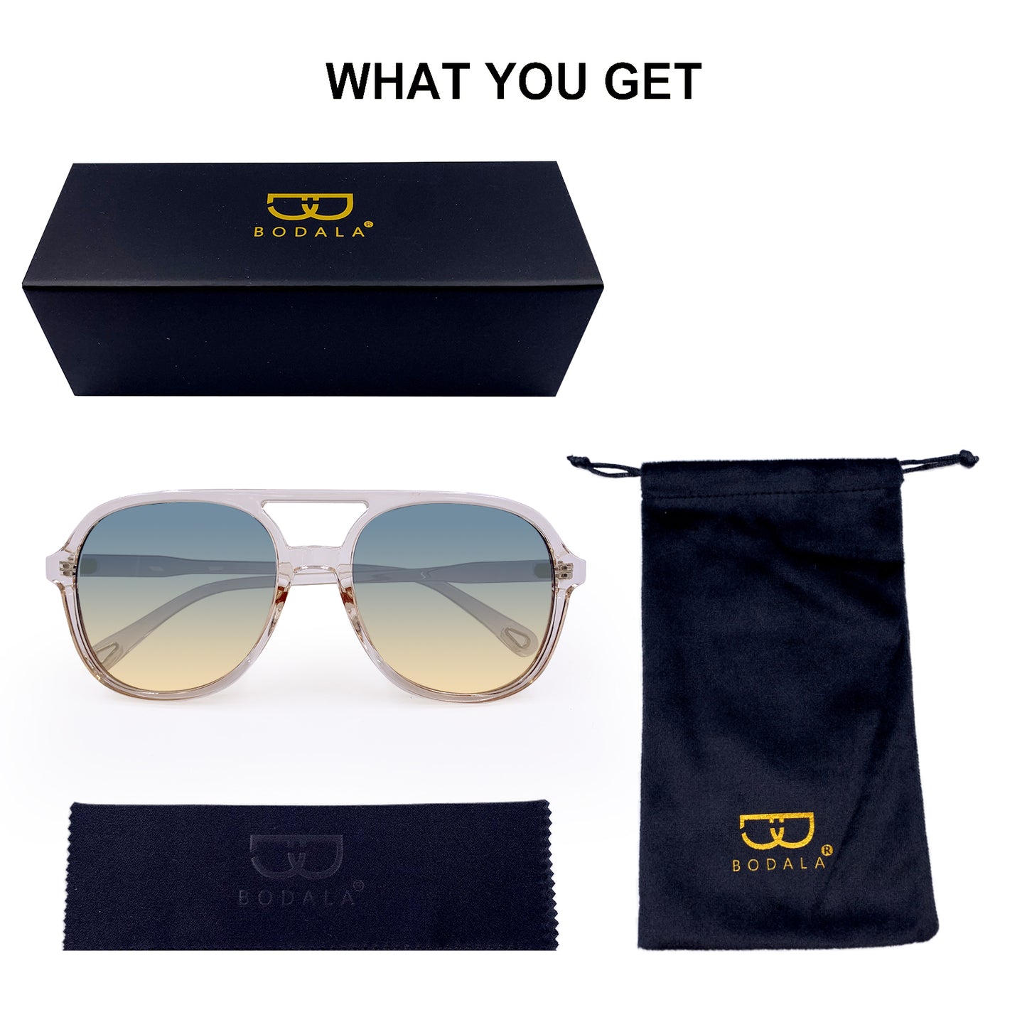 BODALA Sunglasses-Lifestyle Collection-S82224-Black frame with yellow lens