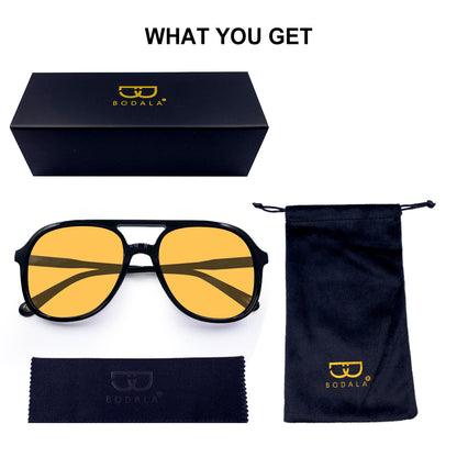 BODALA Sunglasses-Lifestyle Collection-S82224-Black frame with yellow lens