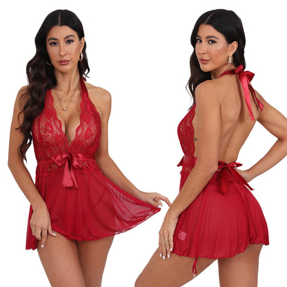 CaiDieNu Lingerie for Women Elegant Lace Pajamas Set V Neck Sexy Nightgowns Perfect for All Seasons, Black