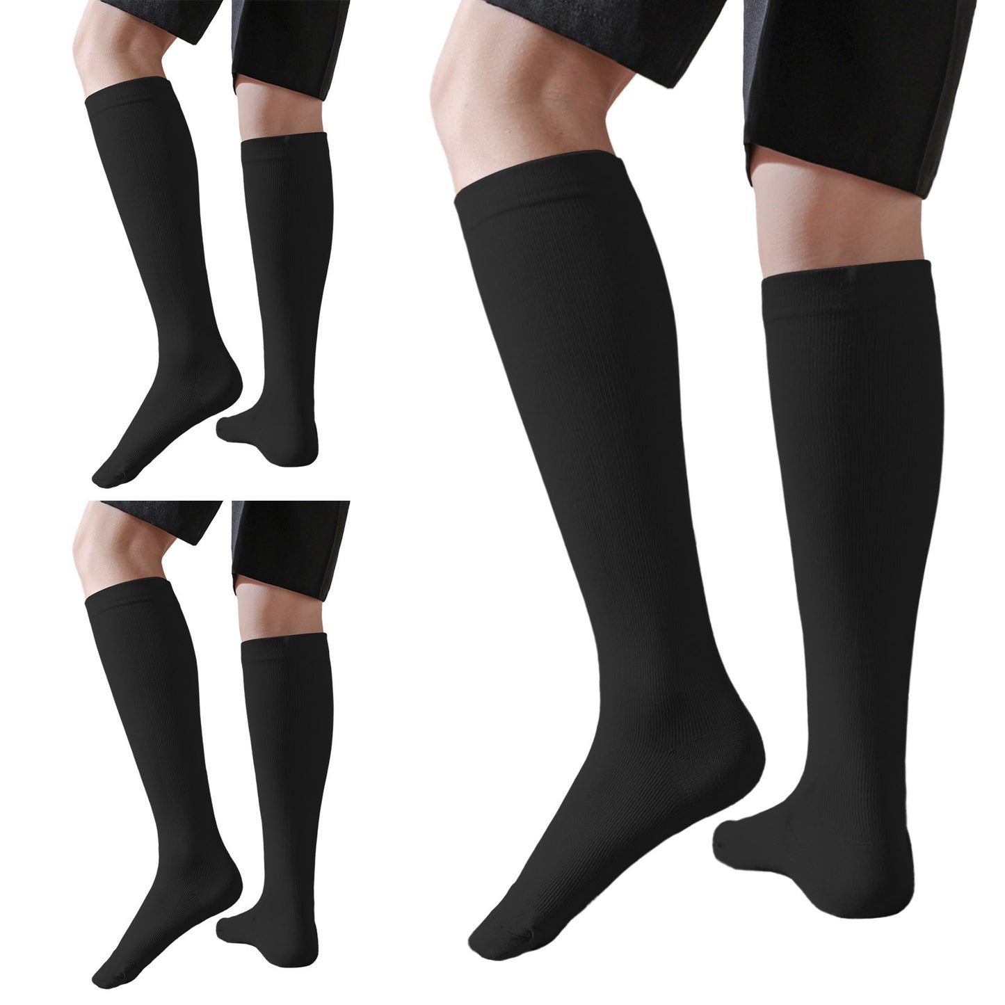 Compression Socks for Women and Men, CaiDieNu Womens Compression Socks 20-30 mmHg, 3 Pairs Knee High Compression Socks for Running, Nurse, Pregnancy and Travel