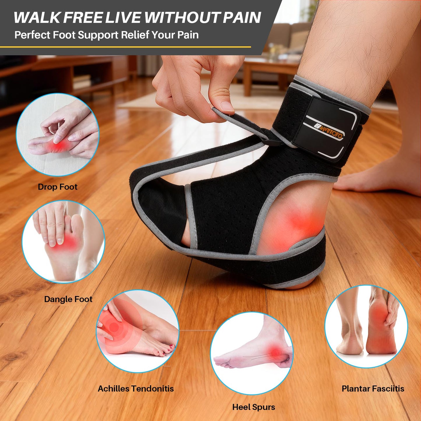 Plantar Fasciitis Night Splint Sock, CaiDieNu Plantar Fasciitis Relief, Soft Plantar Foot Brace for Achilles Tendonitis Heal Pain, Foot-drop, Flat-arch Night Splint for Women and Men