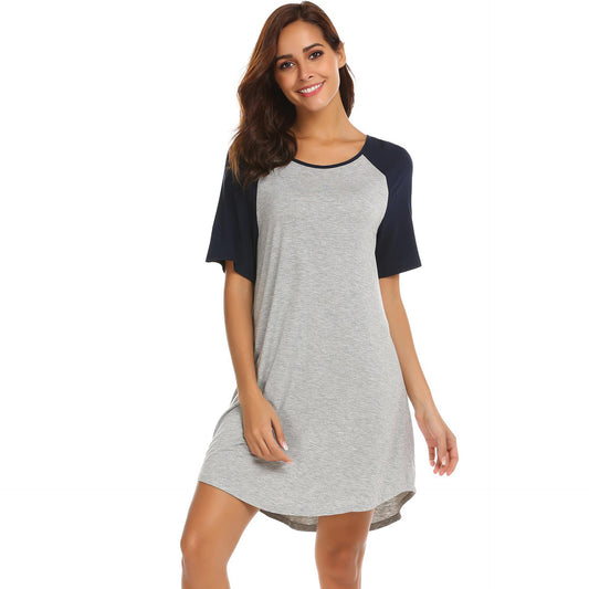 CaiDieNu Womens Nightgown Short Sleeve Sleepshirt Round Neck Sleepwear Casual Loungewear Ladies Sleepwear