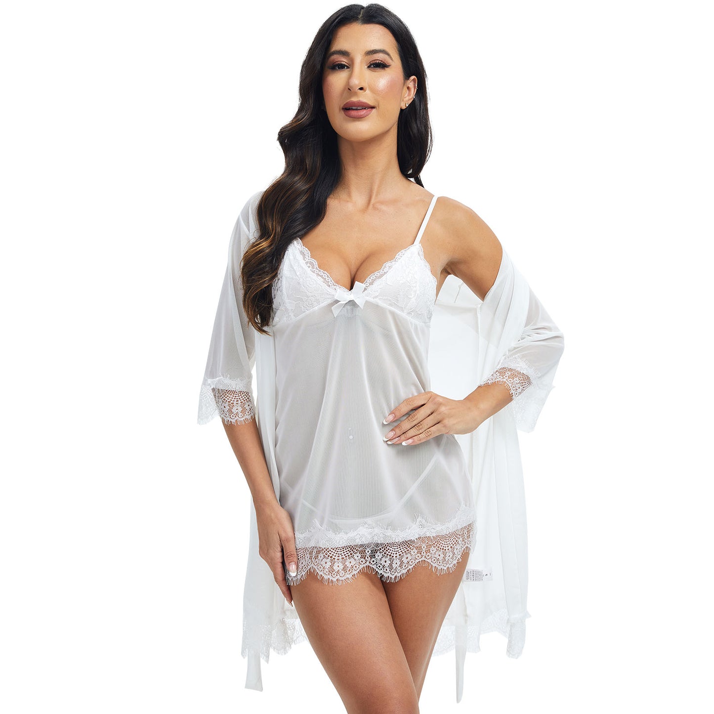 Sexy Lingerie, CaiDieNu 3 Piece Lace Lingerie Robe Set, Lingerie for Women Sleepwear V-Neck Lingerie