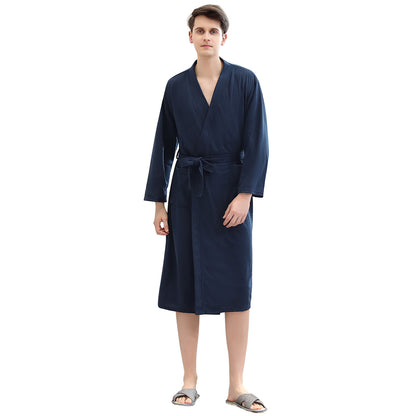 Legand Mens Robe Soft Knit Robe for Men and Women Lightweight Navy Blue