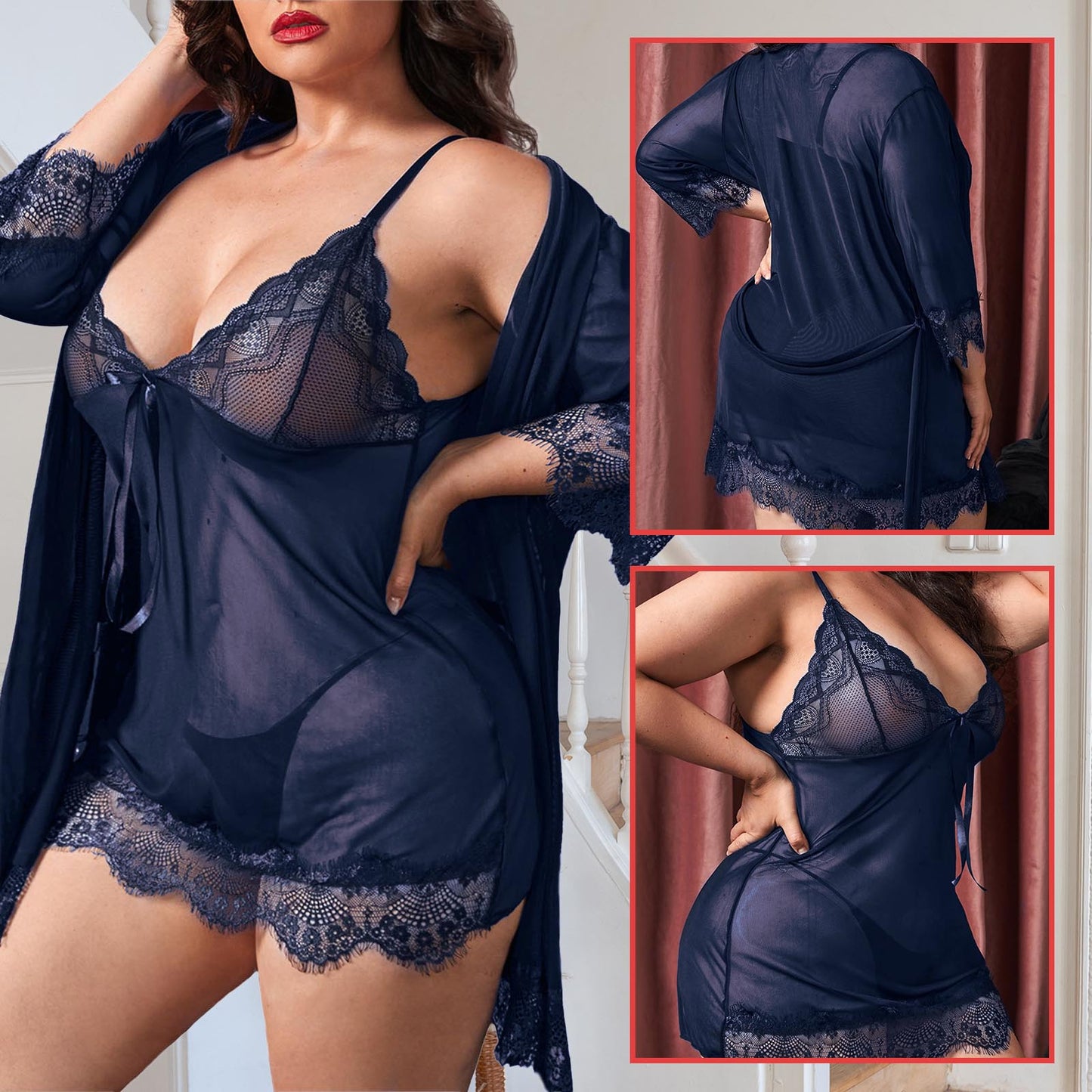 CaiDieNu Lingerie for Women Sexy Sleepwear Set V-Neck Nightgowns